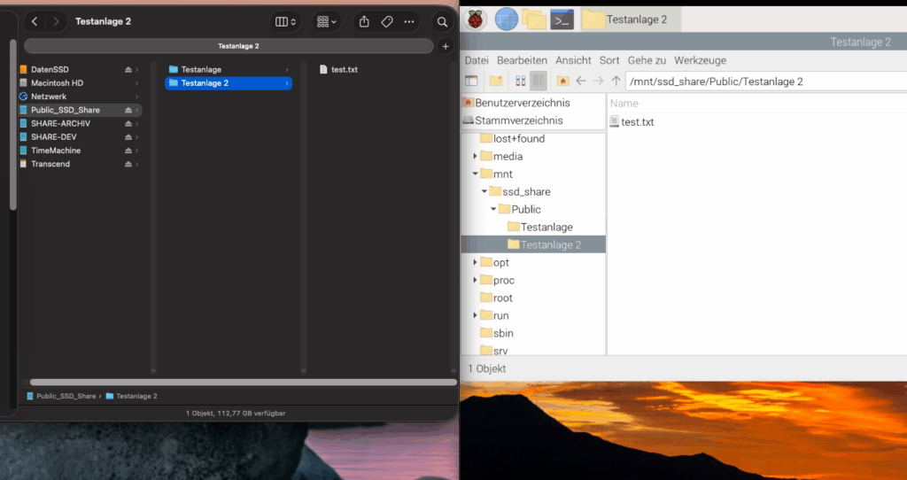 Ansicht des freigegebenen Ordners